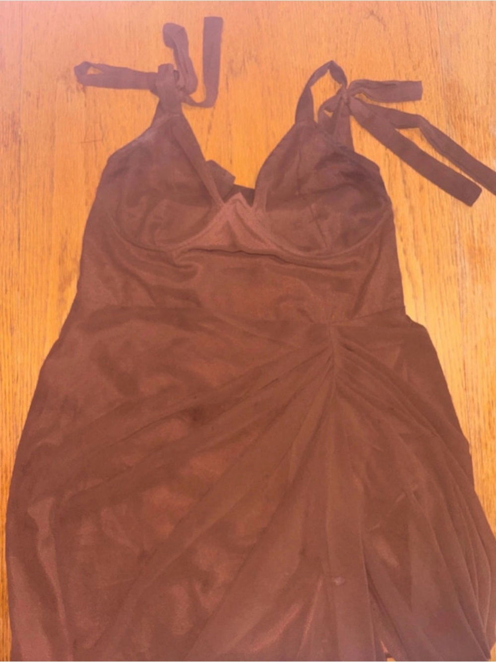 PrettyLittleThing Chocolate Brown Tie-Strap Midi Dress